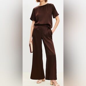 LOFT Chocolate colored satin shirt